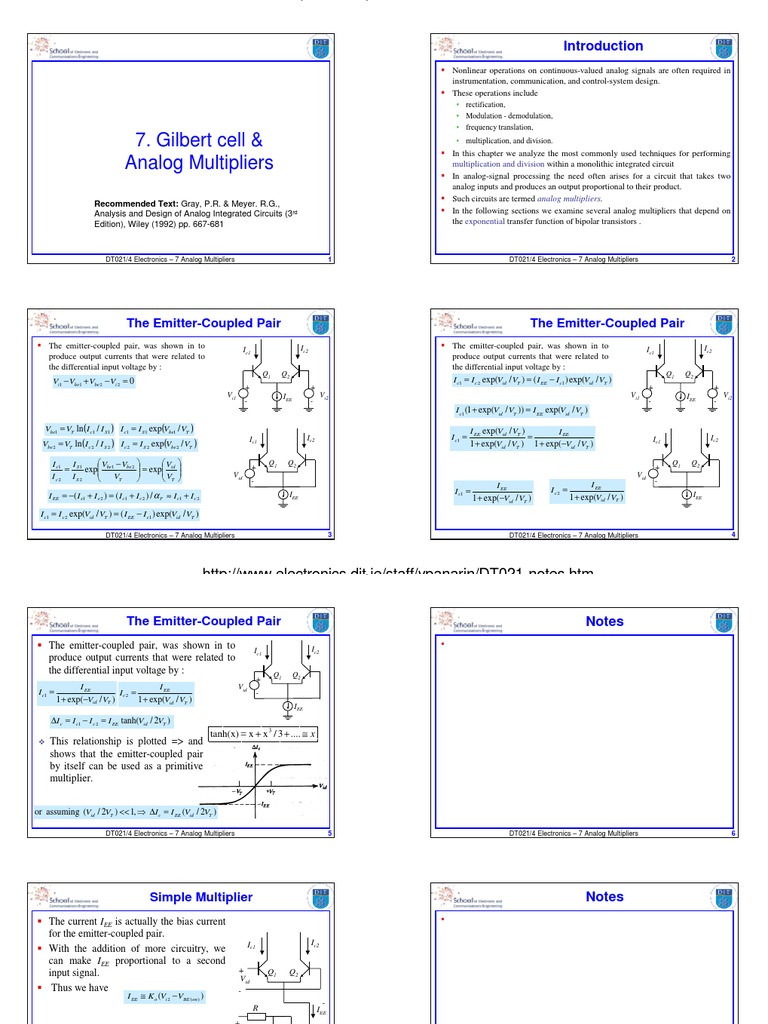 Analog Multipliers: Gilbert Cell Overview | PDF | Detector (Radio ...
