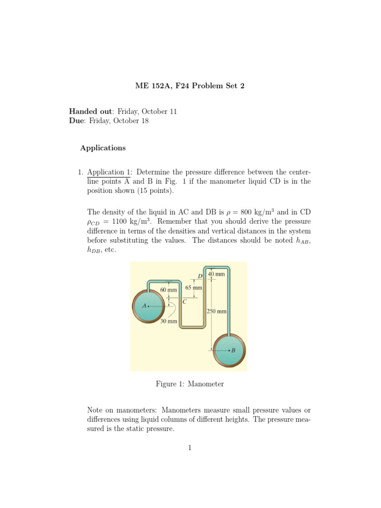 Homework Fluid Mechanics | PDF | Pressure | Pressure Measurement