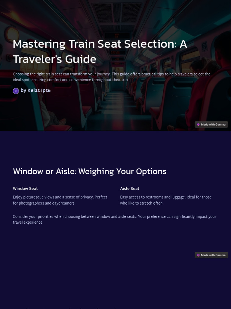 Train Seat Selection Guide for Travelers | PDF