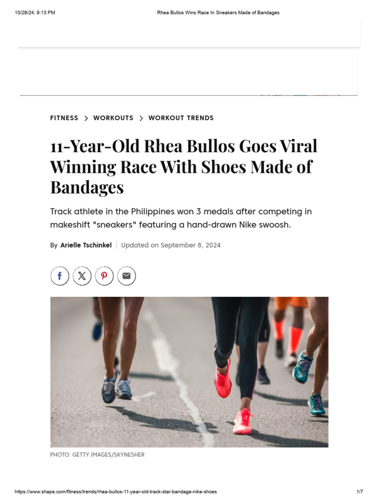 Article - Rhea Bullos Wins Race in Sneakers Made of Bandages | PDF | Nike | Sneakers