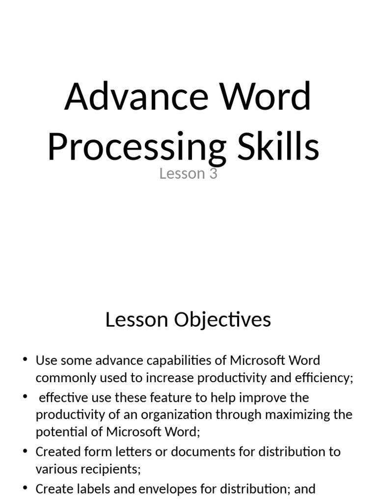 Advanced Word Processing Techniques | PDF | Computing | Computer Graphics