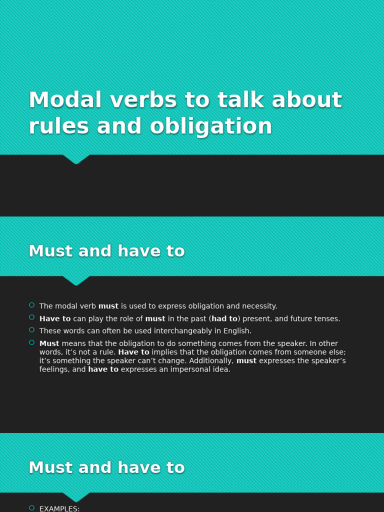 Modal Verbs To Talk About Rules and ObligationLevel 3 | PDF | Language ...