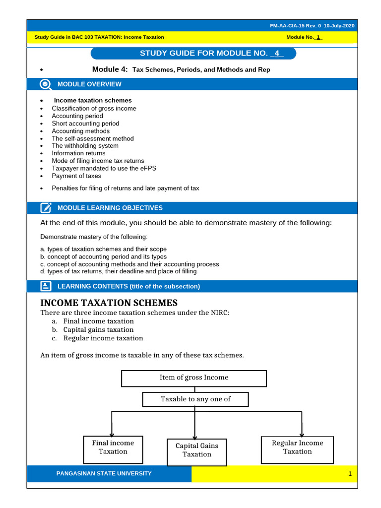Income Taxation Study Guide Module 4 | PDF | Gross Income | Taxes