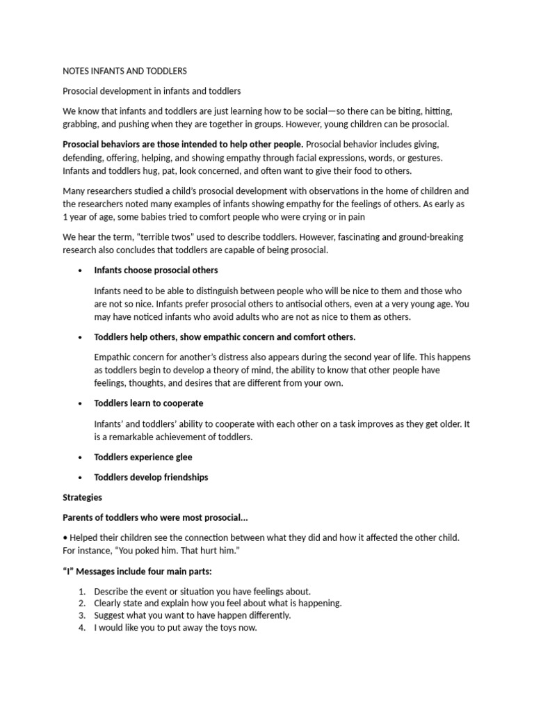 Prosocial Development in Infants & Toddlers | PDF | Empathy | Infants