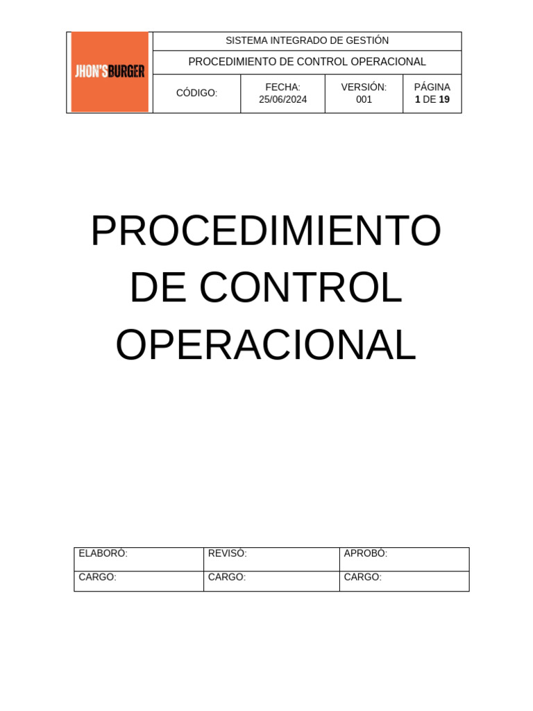 Procedimiento de Control Operacional | PDF | Residuos | Vatio