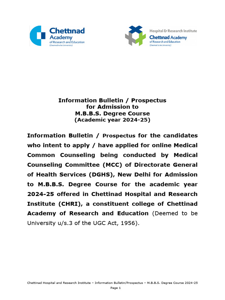 M.B.B.S. Admission Bulletin 2024-25 | PDF | Banks | Simulation