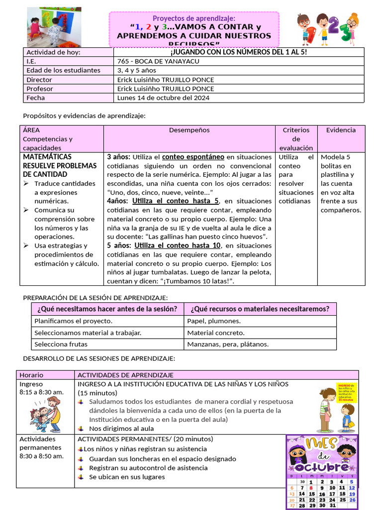Actividades Matemáticas para Niños de 3 a 5 Años | PDF | Aprendizaje ...