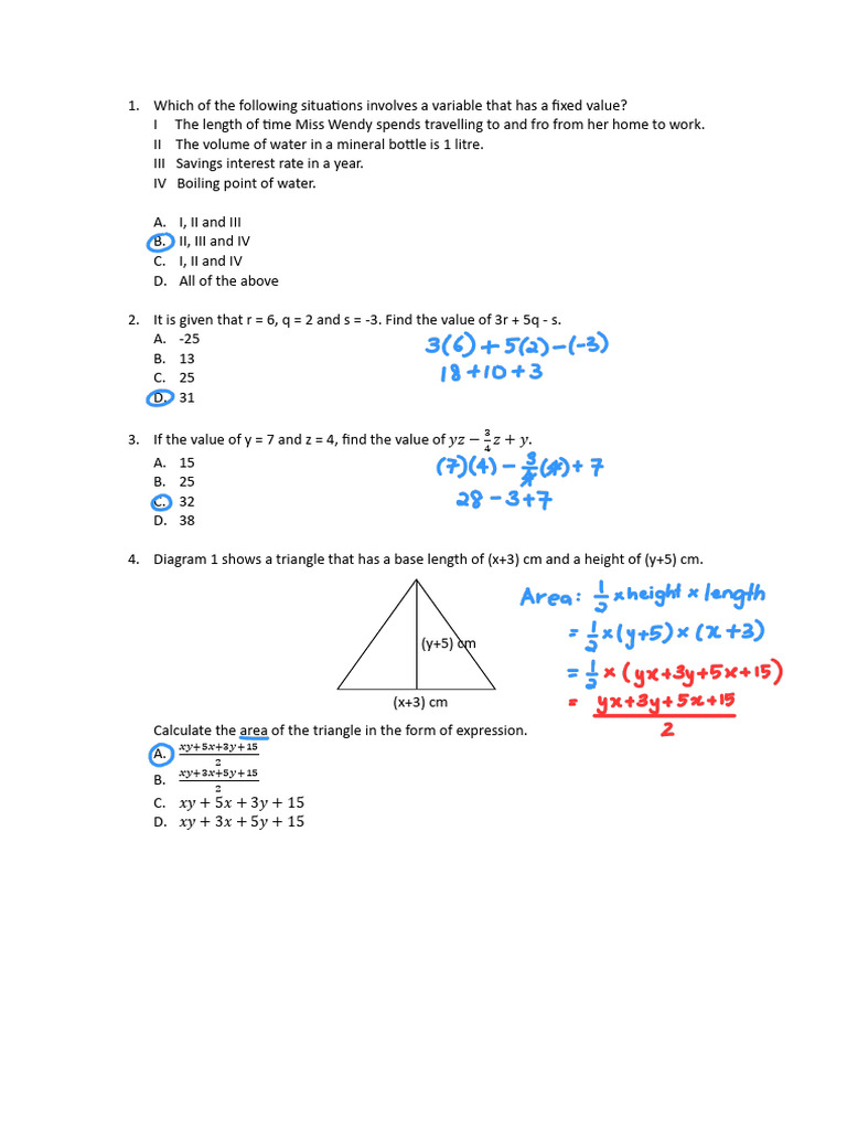 Chapter 5 - 7 ASNWER SCHEME | PDF | Equations | Mathematics