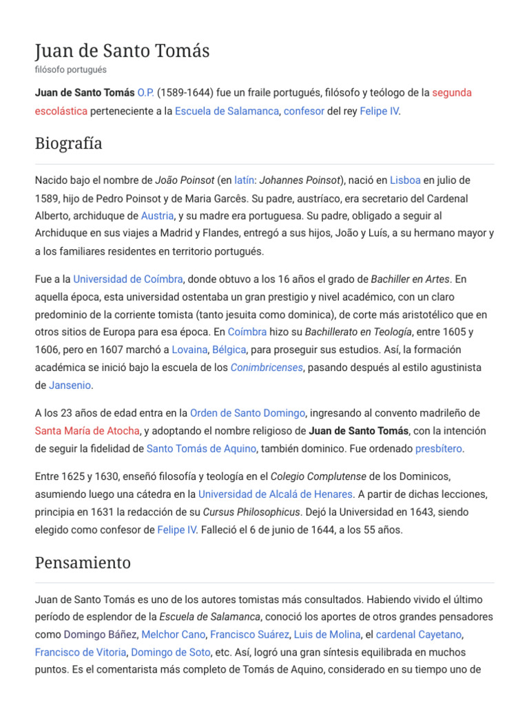 Juan de Santo Tomás - Wikipedia, La Enciclopedia Libre | PDF