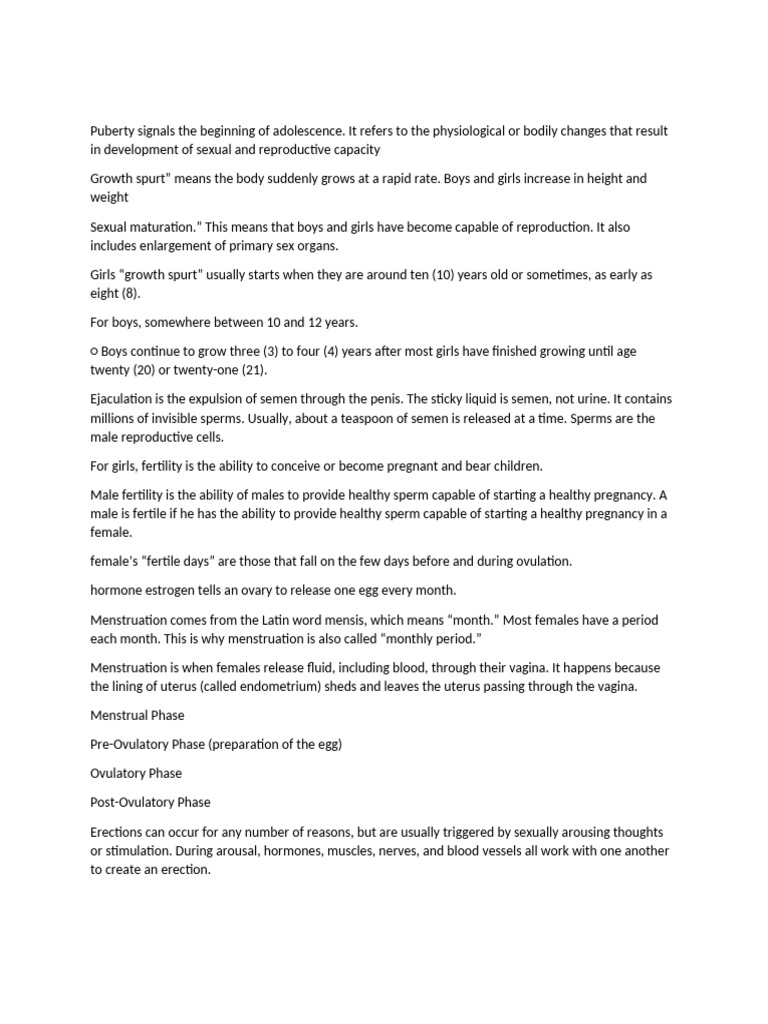 Understanding Puberty and Reproductive Health | PDF | Menstrual Cycle ...