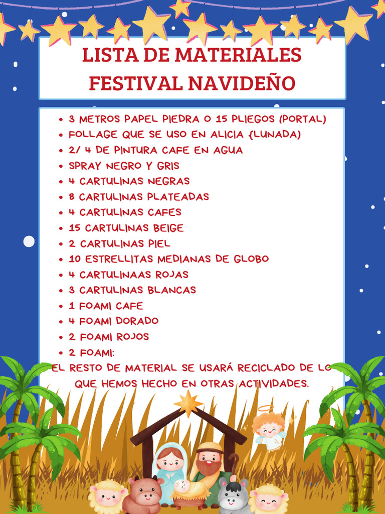 Lista de Material Festival Navideño | PDF