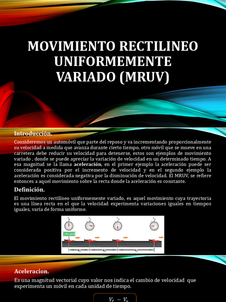 Teoria de MRUV | PDF | Aceleración | Velocidad