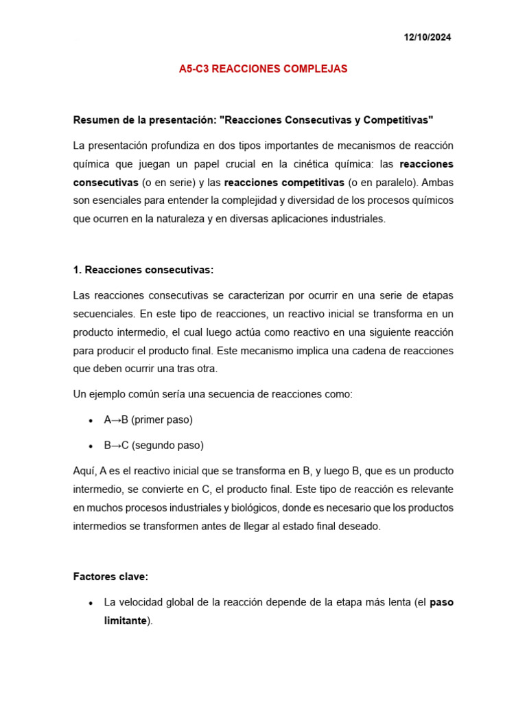 A5C3 REACCIONES COMPLEJAS Guillén Martínez Osiel PDF Cinética