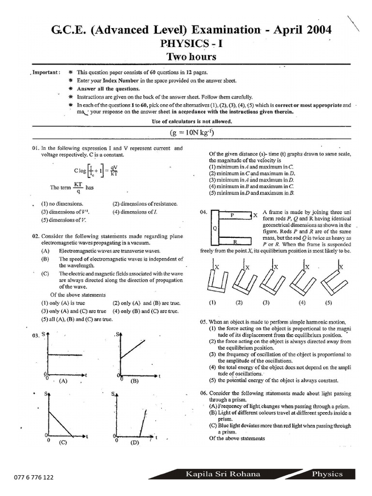 2004 Physics English | PDF