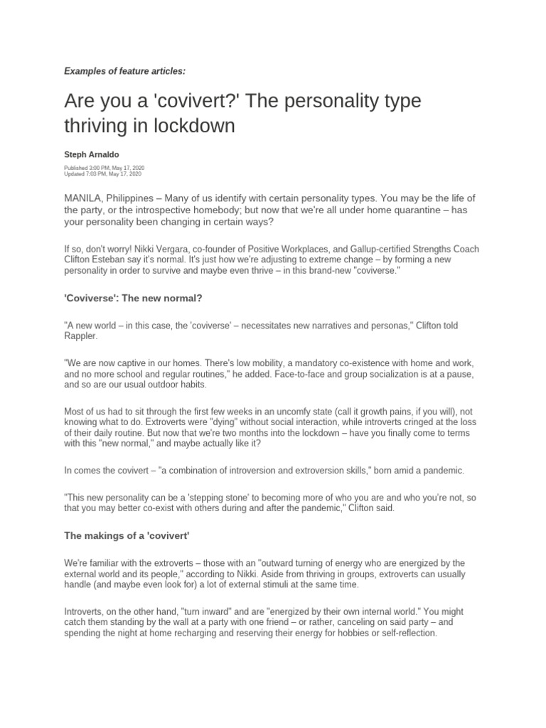 Understanding the 'Covivert' Personality | PDF | Extraversion And ...