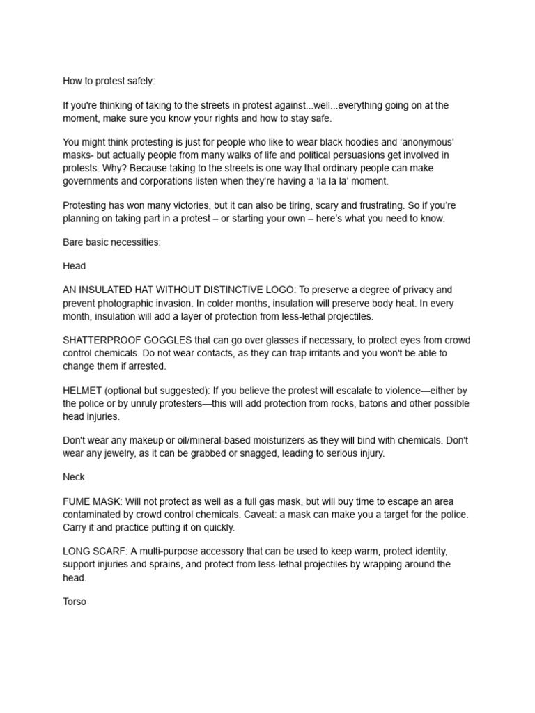 Essential Safety Tips for Protesting | PDF | Social Media | Popular ...