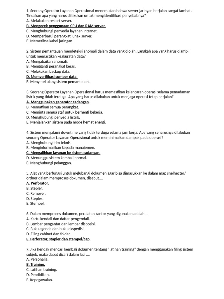 Contoh Soal PPPK Operator Layanan Operasional | PDF | Komputer