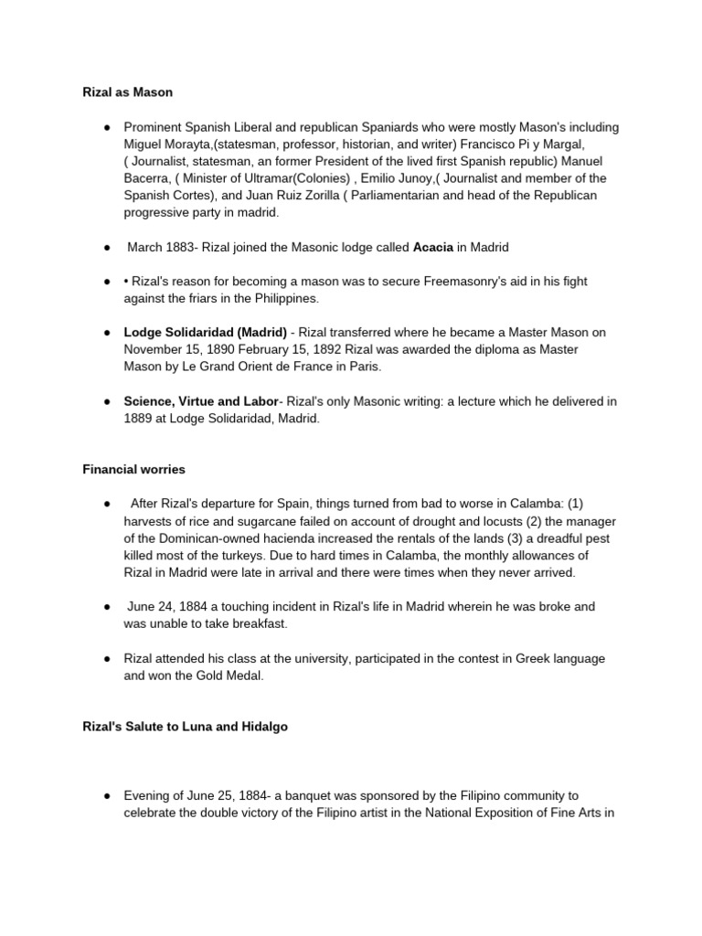Rizal's Masonic Journey in Spain | PDF | Freemasonry | Academic Degree