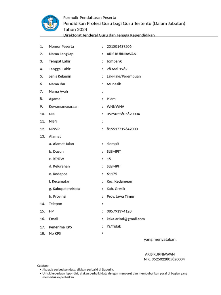 Pendaftaran Pendidikan Profesi Guru 2024 | PDF