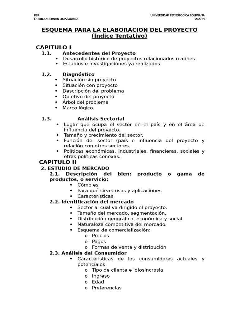 Esquema para La Elaboracion Del Proyecto | PDF | Mercado (economía ...