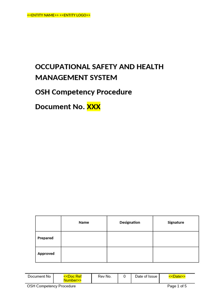 OSH Competency Procedure | PDF | Occupational Safety And Health