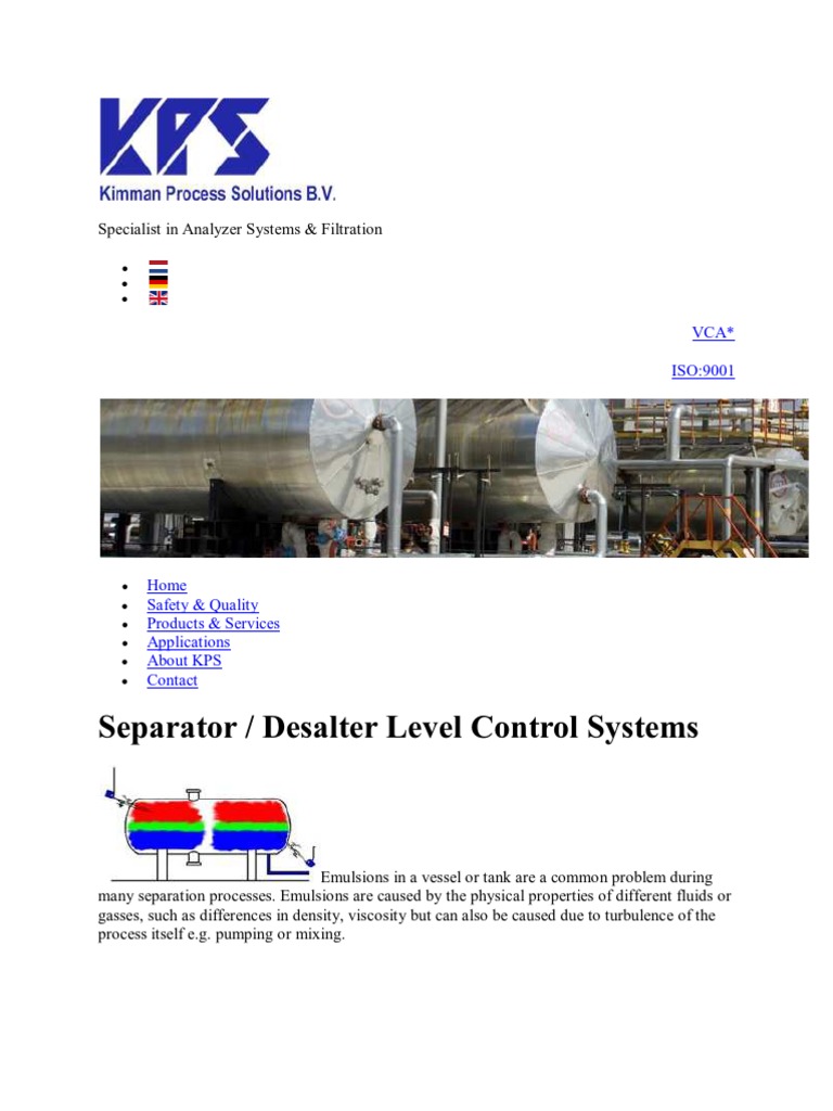 Desalting Agar Interface Level Control MIRO Kinman | PDF