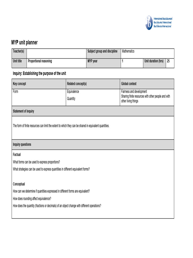 Unit Plan | PDF | Quantity | Inquiry
