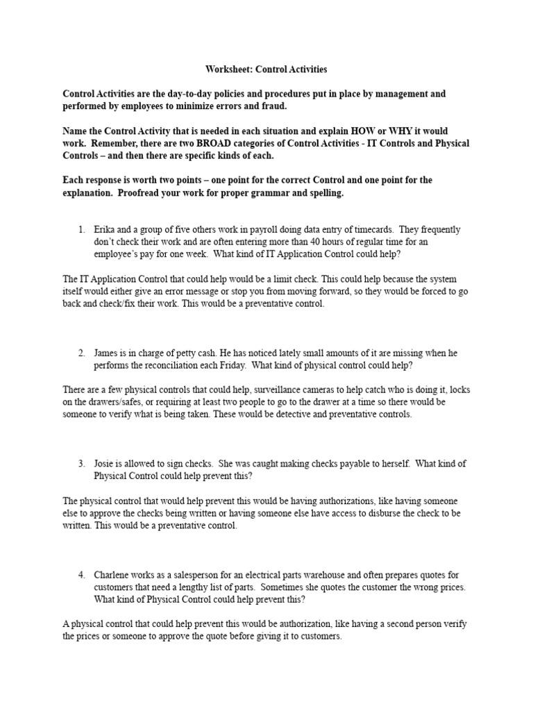 Control Activities for Error Prevention | PDF | Business