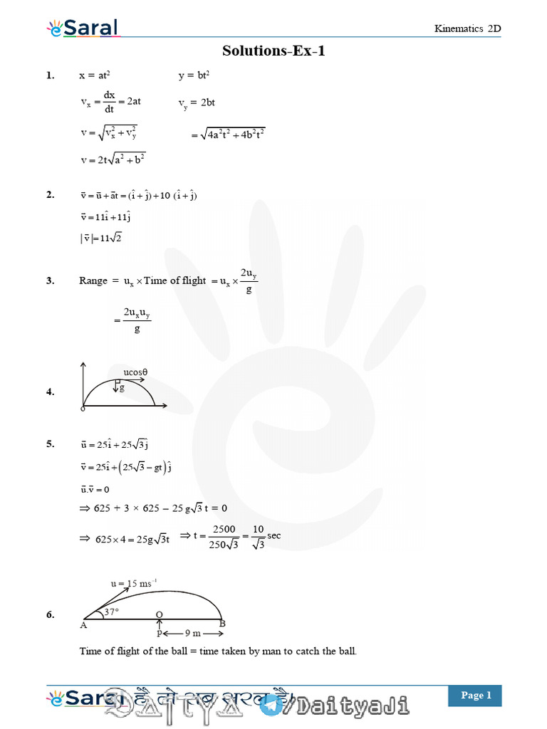 Sheet Solutions Kinematics 2D V2.2 | PDF | Applied And ...