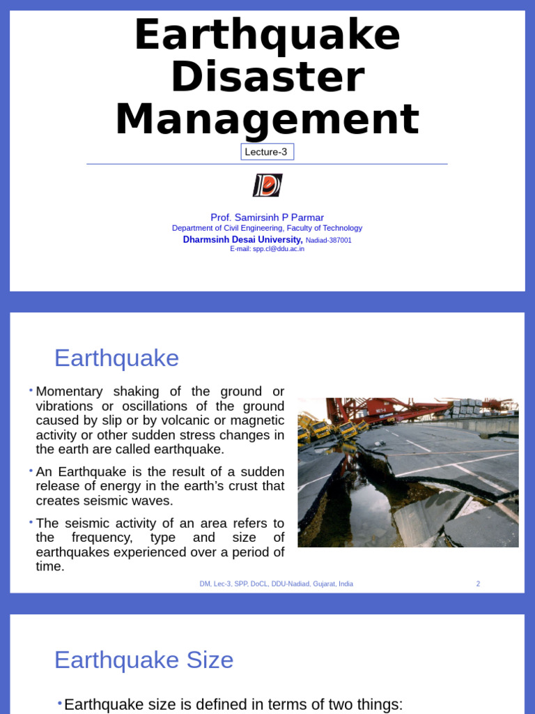 Lec-03 Earthquake Disaster Management | PDF | Earthquakes | Solid Mechanics