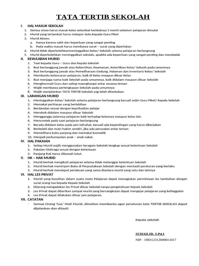Tata Tertib Siswa SD dan SMP | PDF