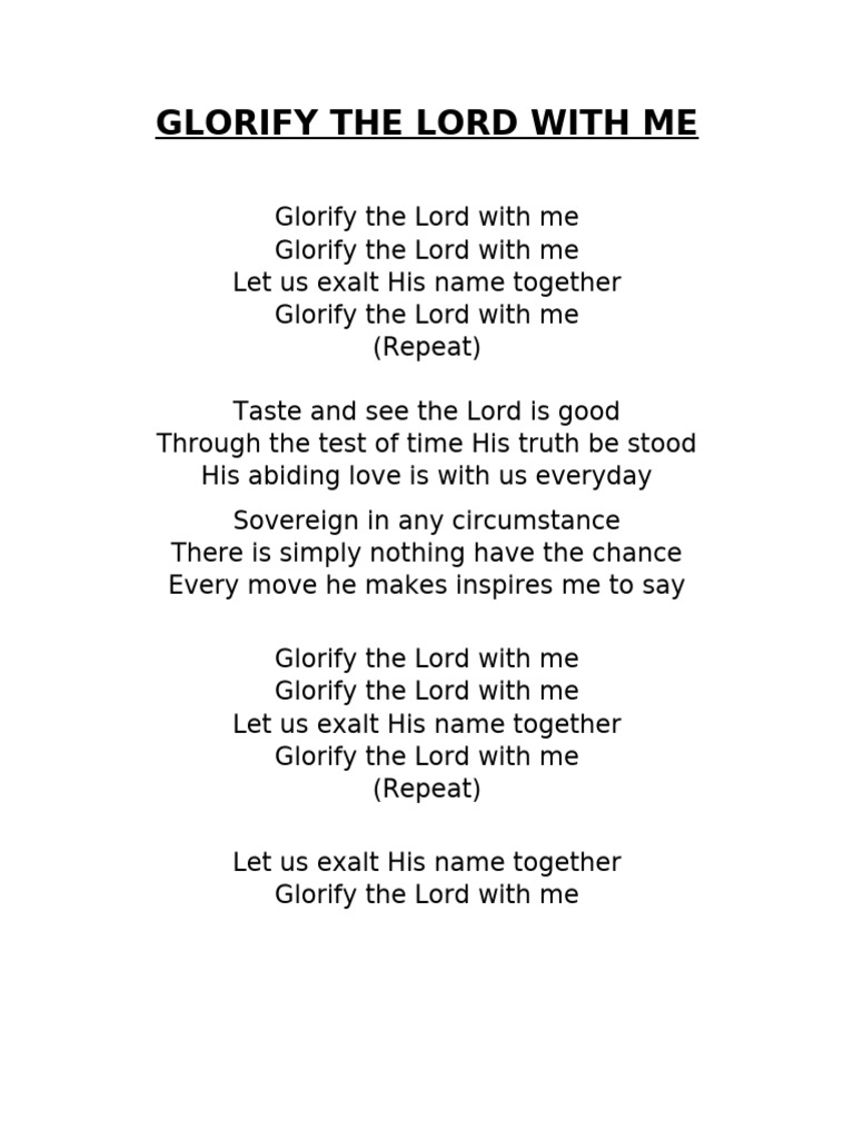 Glorify the Lord Together | PDF