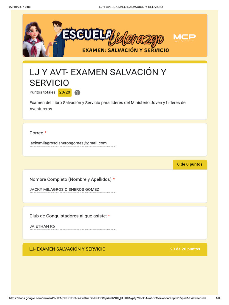 Examen de Salvación y Servicio Adventista | PDF | Iglesia Adventista ...