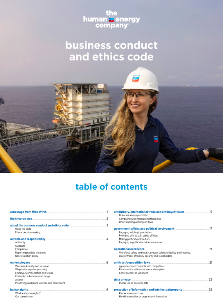 Chevron Business Conduct & Ethics Code | PDF | Internal Control ...