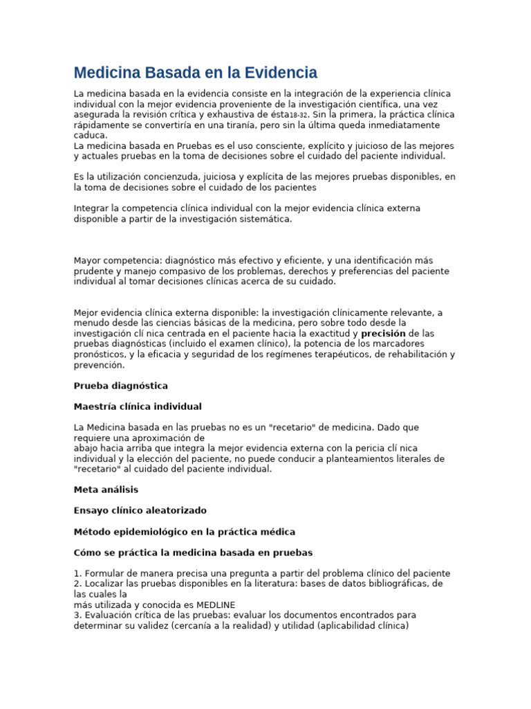 Medicina Basada en La Evidencia | PDF | Evidencia basada en medicina ...