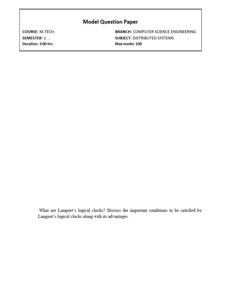M.Tech Distributed Systems Exam | PDF | Distributed Computing ...