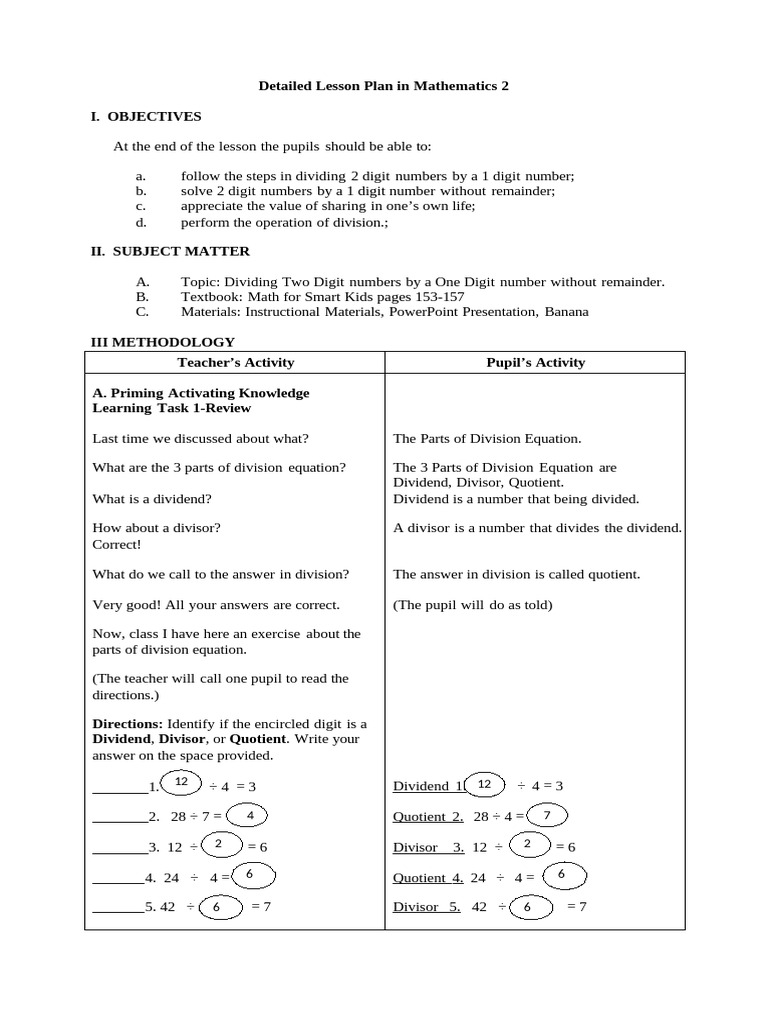 Grade 2 Division Lesson Plan | PDF | Division (Mathematics) | Mathematics