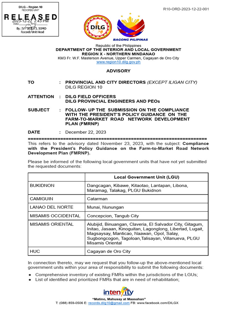R10 Ord 2023 12 22 001 | PDF | Philippines | Government