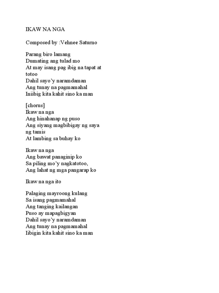 Ikaw Na Nga Lyrics Pdf