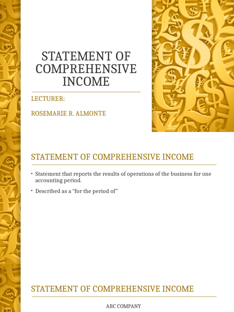 Statement of Comprehensive Income Overview | PDF | Expense | Revenue