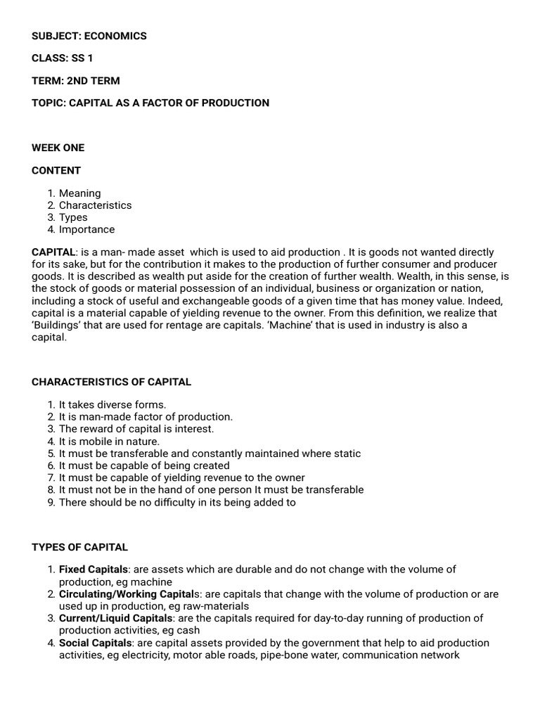Understanding Capital in Production | PDF | Capital (Economics ...