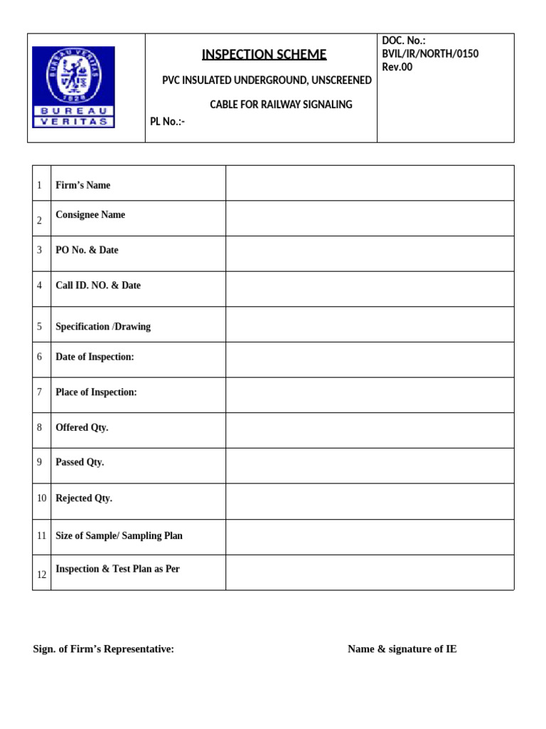 Railway Signaling Cable Inspection Scheme | PDF