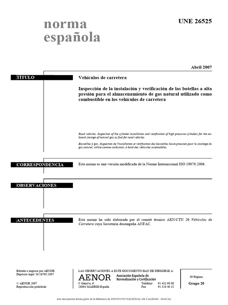 Inspección de Botellas de Gas UNE 26525 | PDF | Corrosión | Materiales