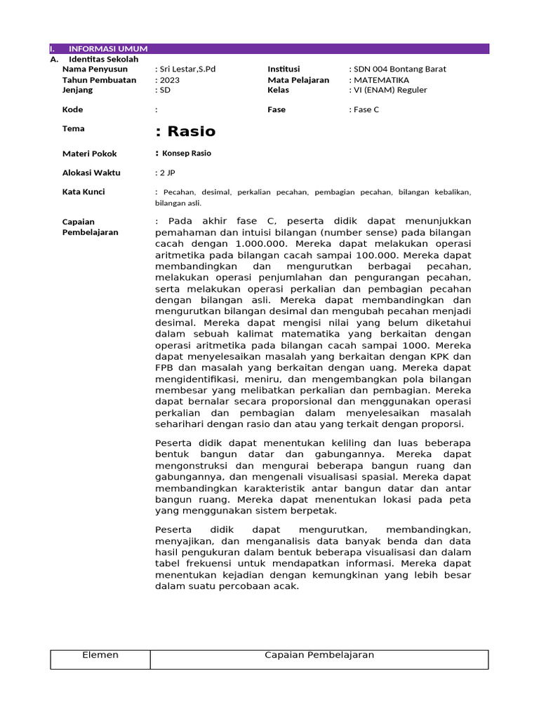 Konsep Rasio untuk Kelas VI SD | PDF