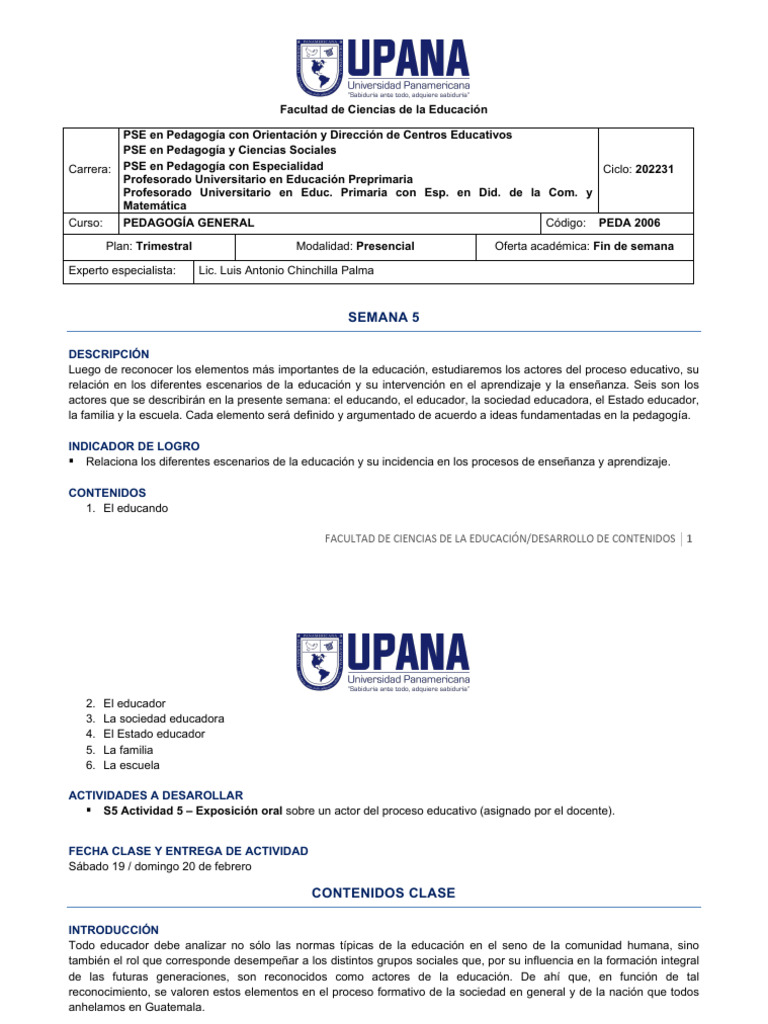 S5 - Pedagogia General | PDF | Maestros | Pedagogía