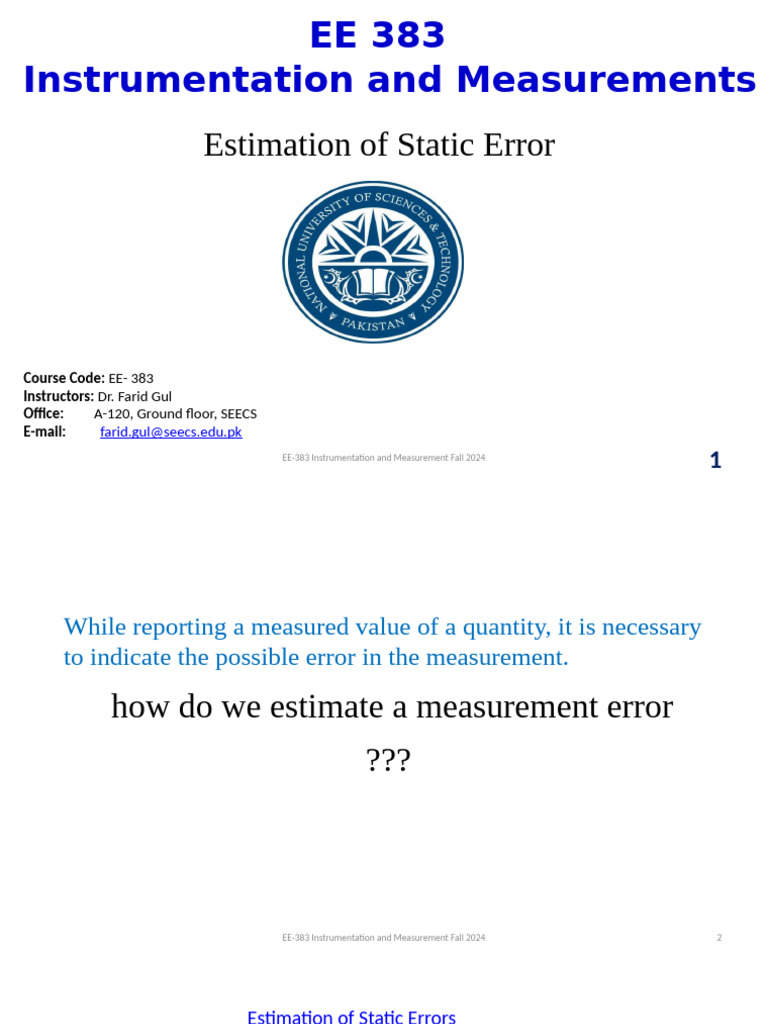 Estimating Static Errors in Measurements | PDF | Measurement ...