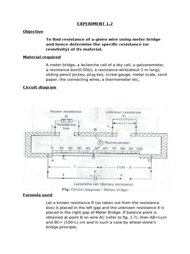 Class Xiiexperiment | PDF | Electrical Resistance And Conductance ...