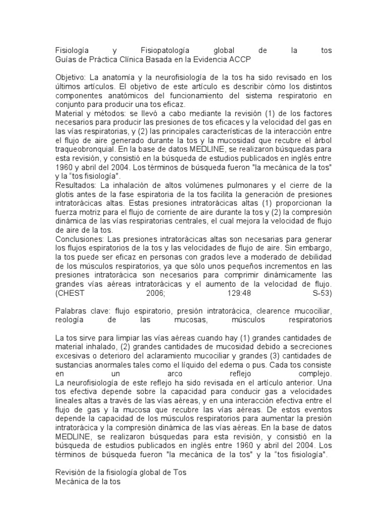 Fisiologia y Fisiopatologia de La Tos | PDF | Tos | Sistema respiratorio