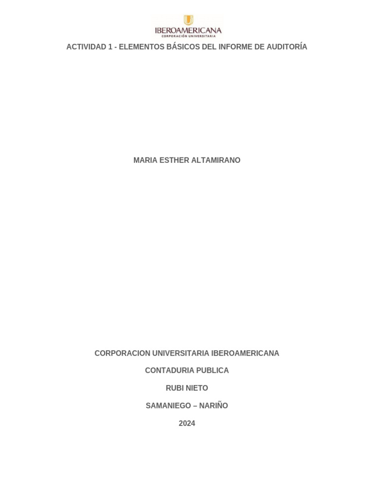 Actividad n.1 - Informe de Auditoria | PDF | Contabilidad | Auditoría