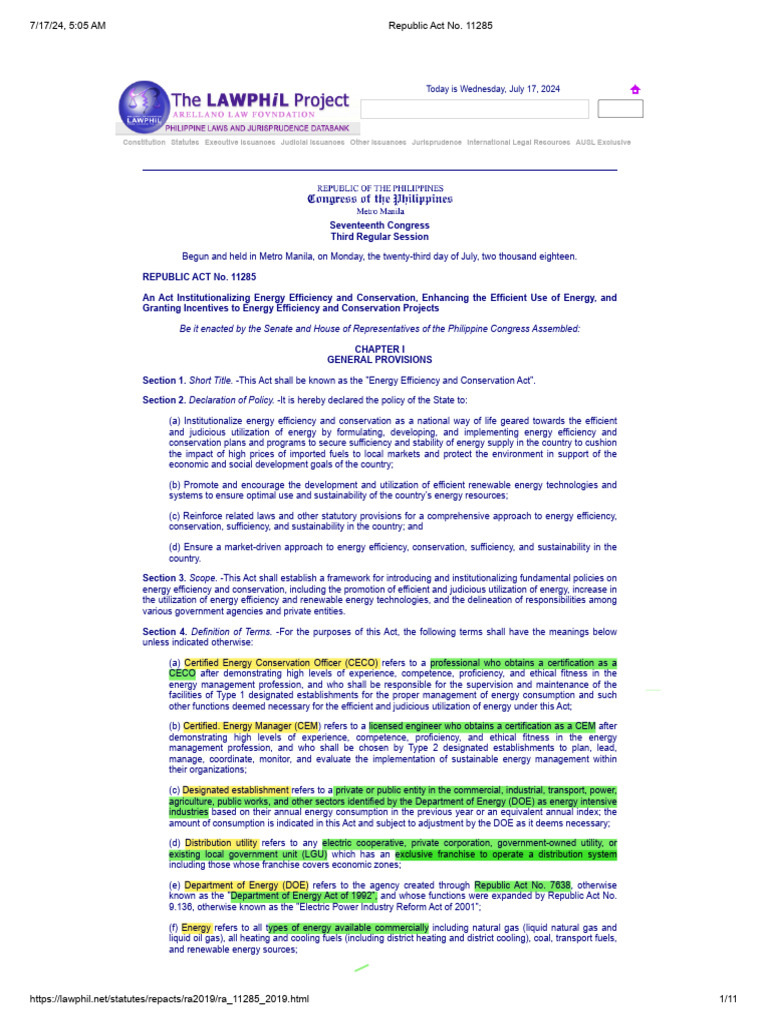 Energy Efficiency and Conservation Act | PDF | Energy Conservation ...